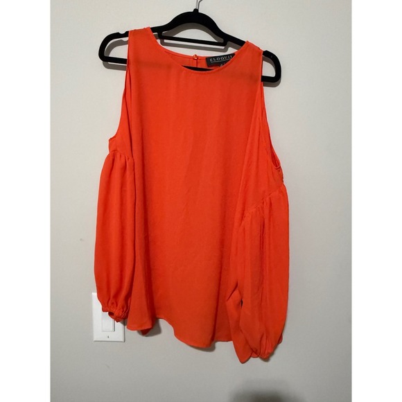 Eloquii Tops - ELOQUII Orange Cold Shoulder Bubble Sleeve Blouse Women's Size 18